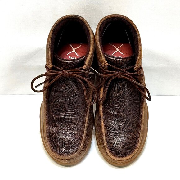 Twisted X Boots Chukka Driving Moc Sz 6M Floral Embossed Genuine Leather WDM0079 - Picture 7 of 11